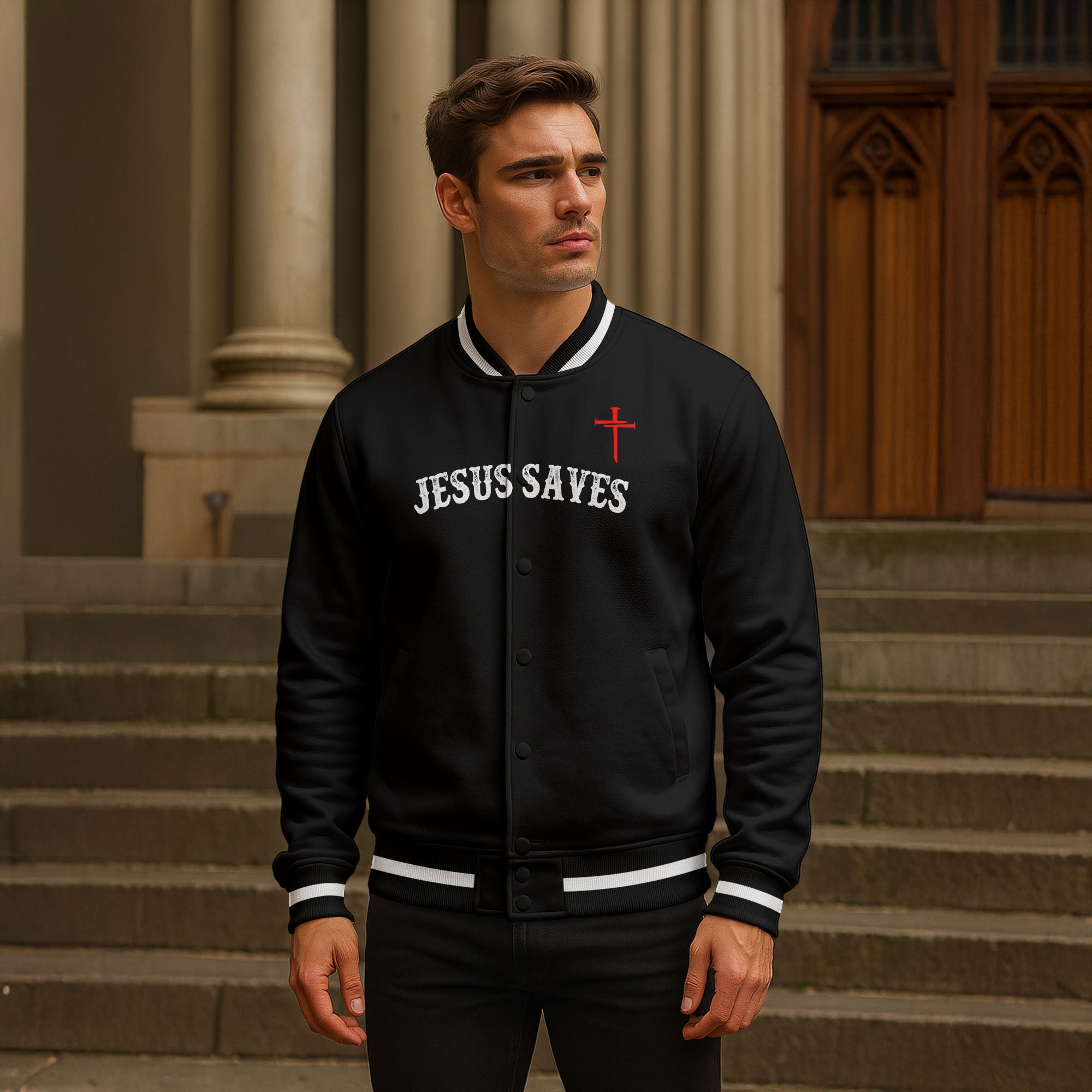 "Redemption" Black Baseball Jacket