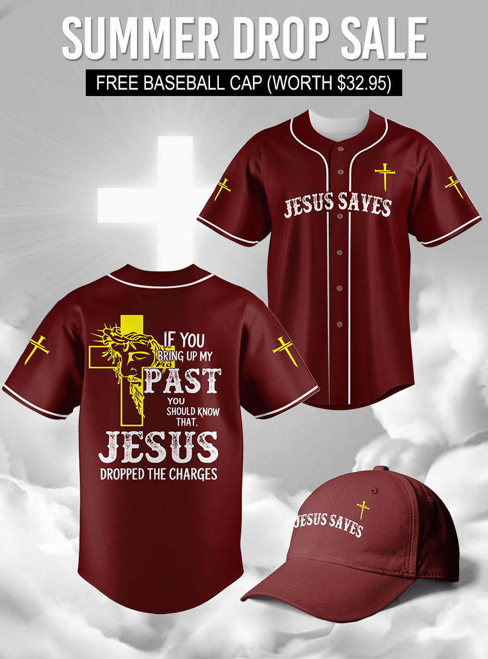 “Redemption” Maroon Baseball Jersey & Hat Bundle