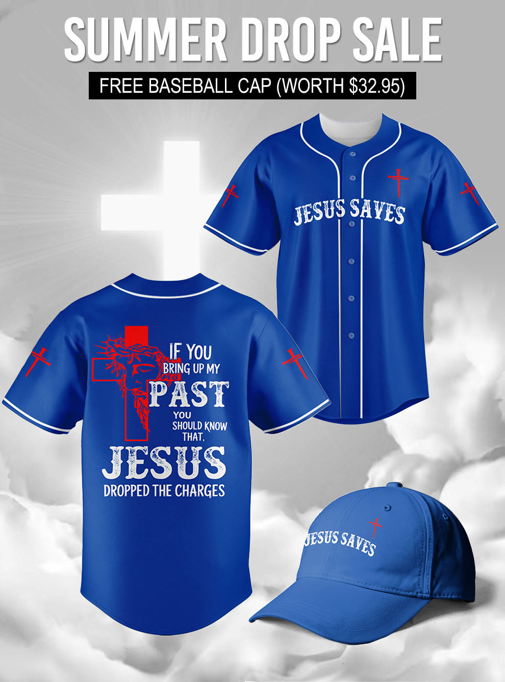 “Redemption” Sapphire Baseball Jersey & Hat Bundle Blue