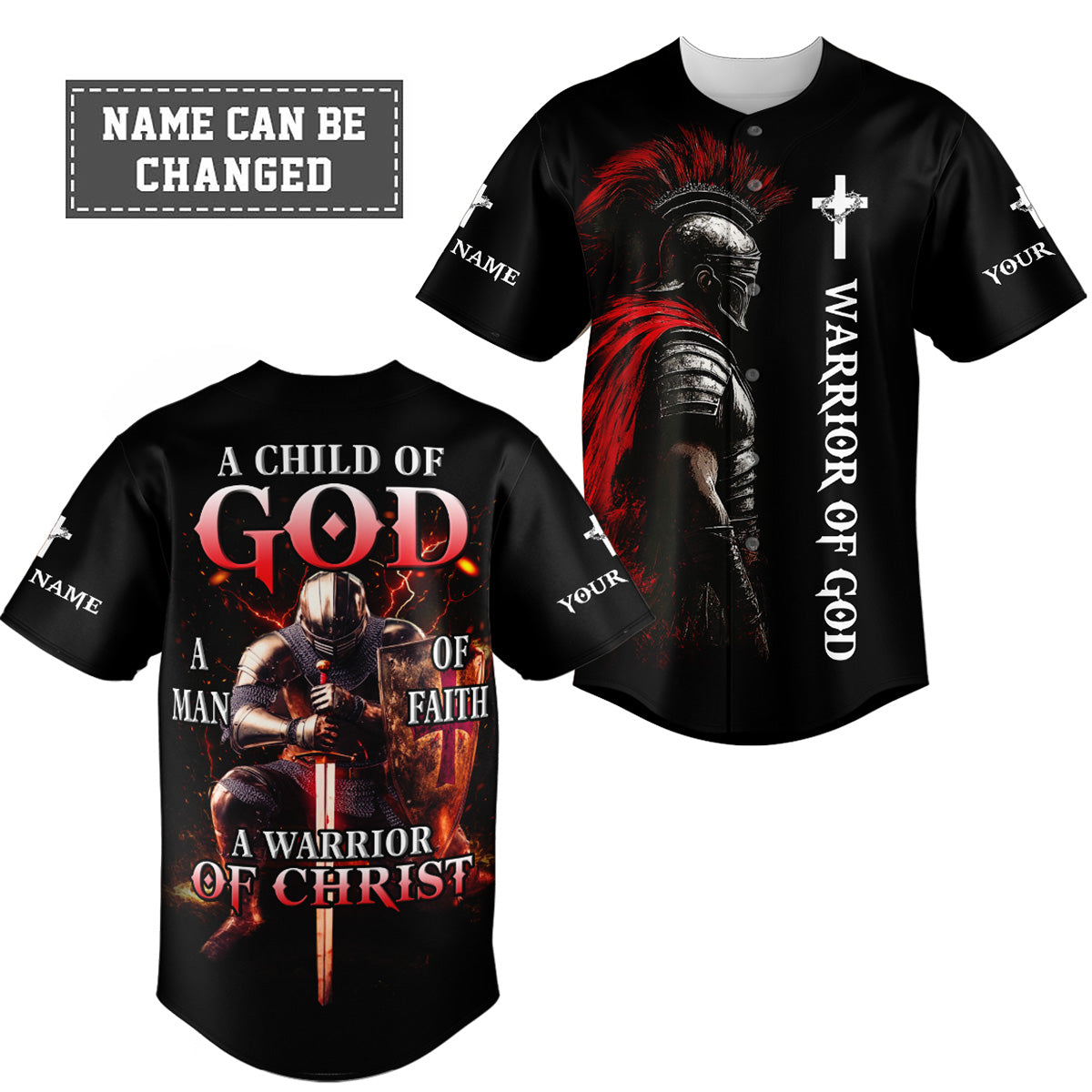 Warrior Of Christ Custom Name Baseball Jersey