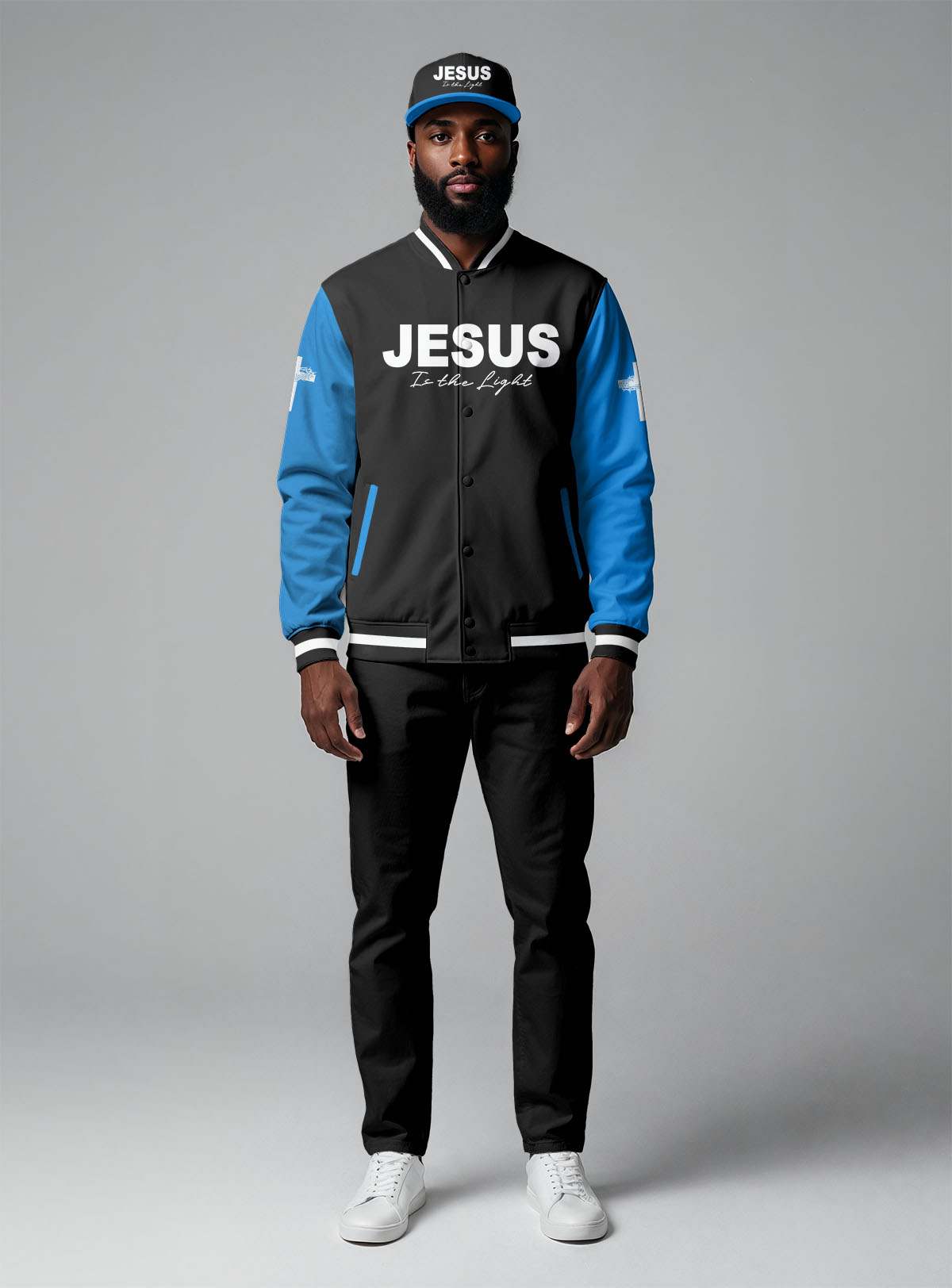 Jesus In The Light Baseball Jacket