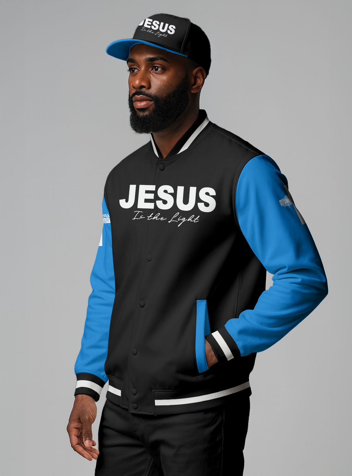 Jesus In The Light Baseball Jacket