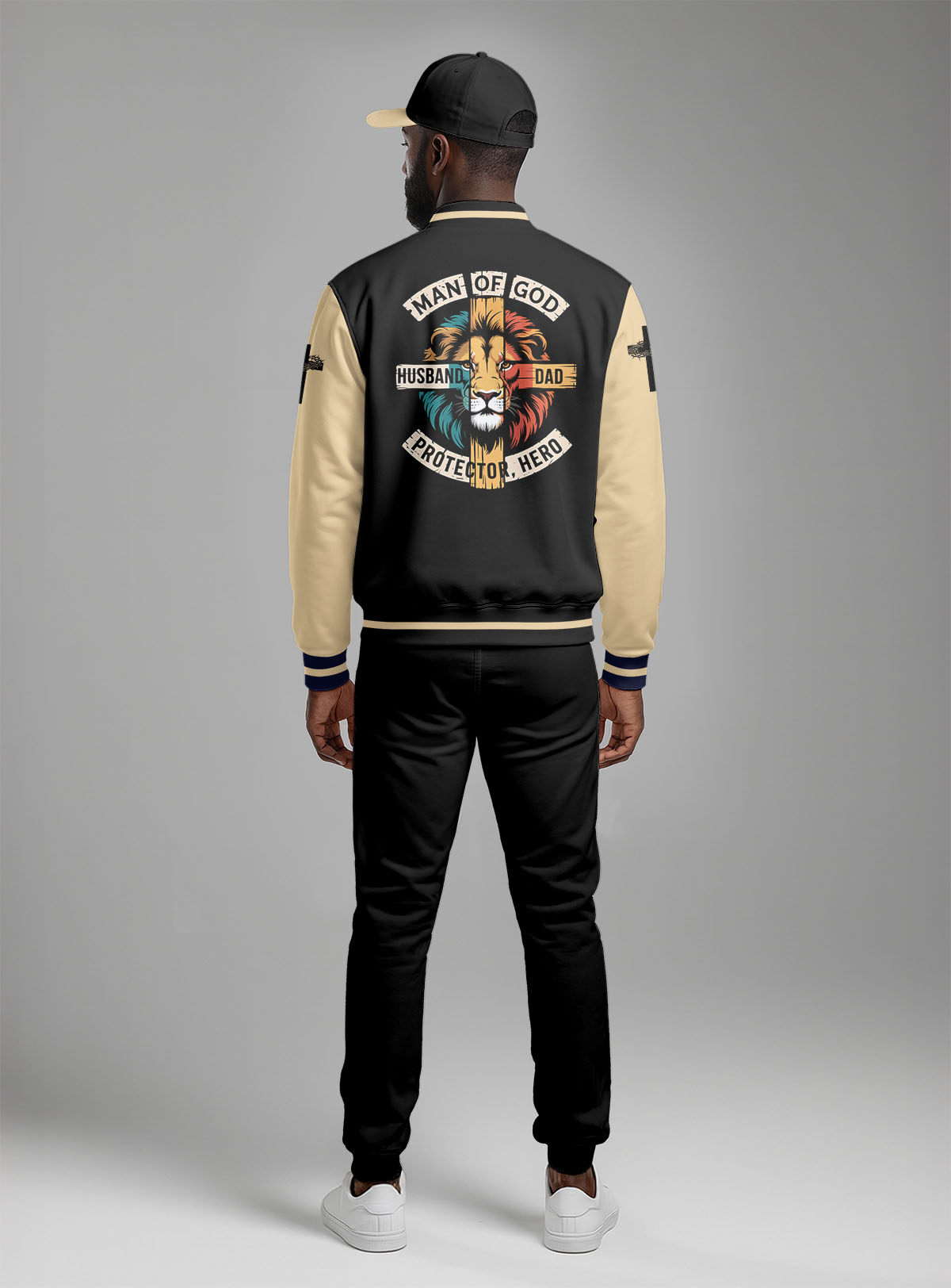 Lion of Faith Dad Baseball Jacket