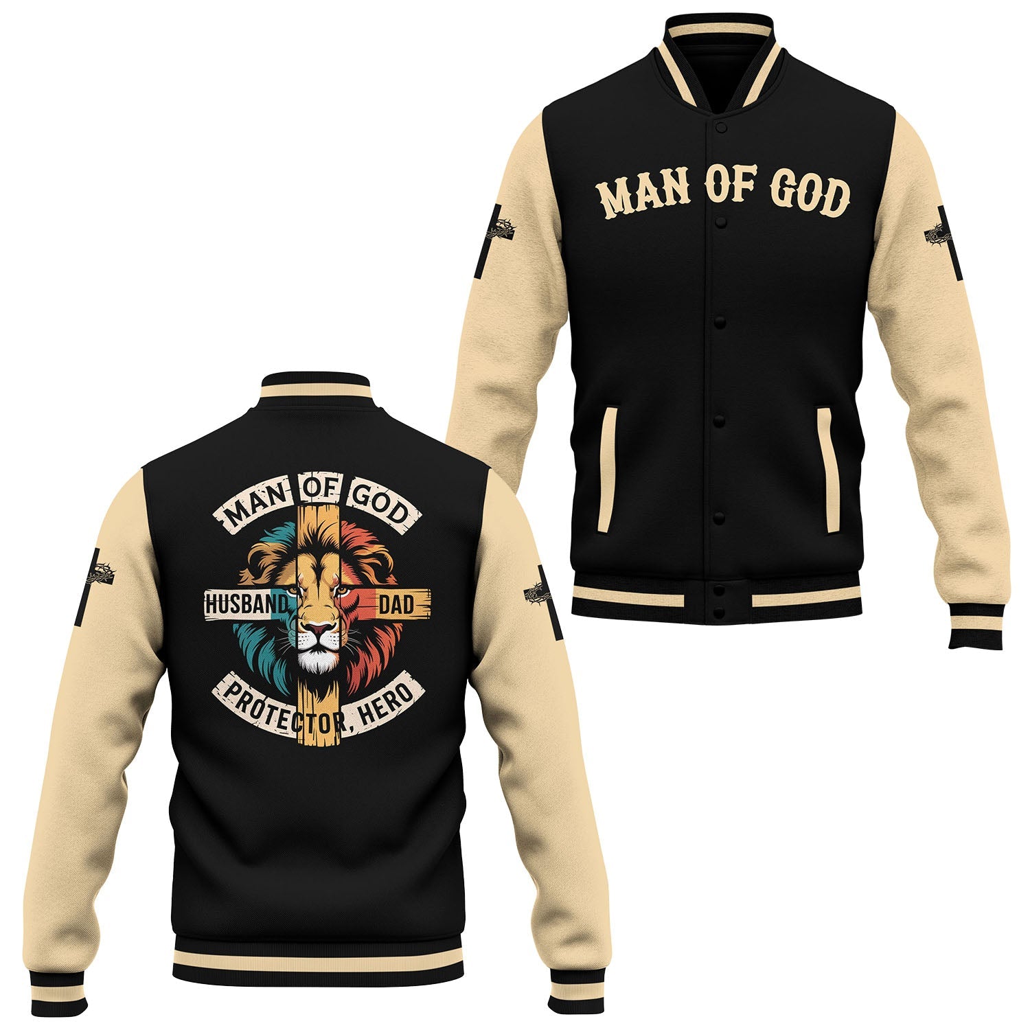 Lion of Faith Dad Baseball Jacket