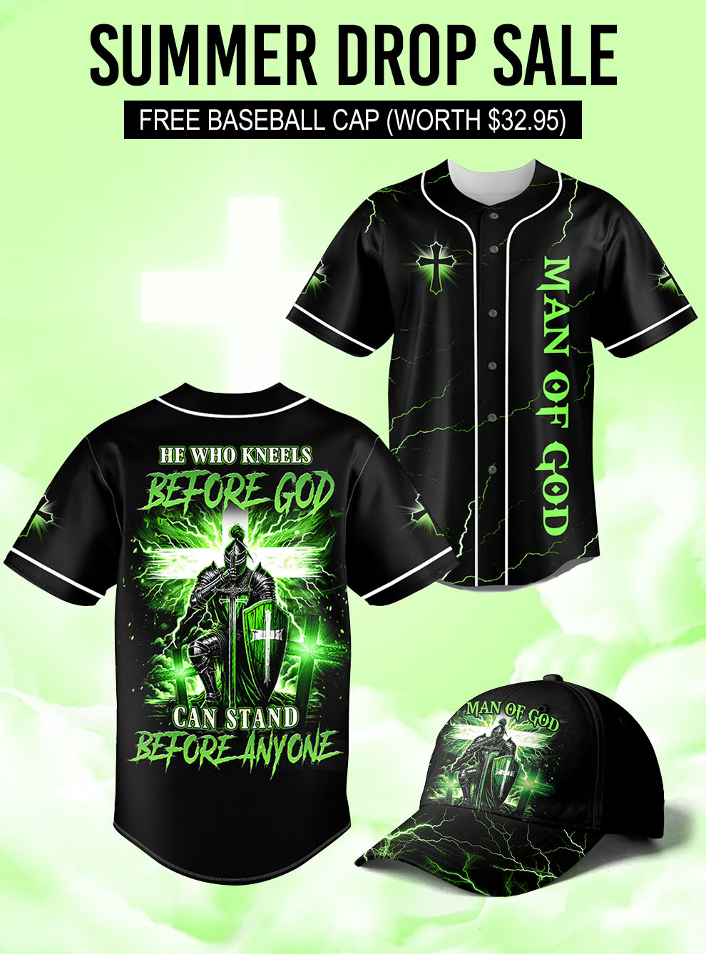 "God's Warrior" Baseball Jersey & Hat Bundle