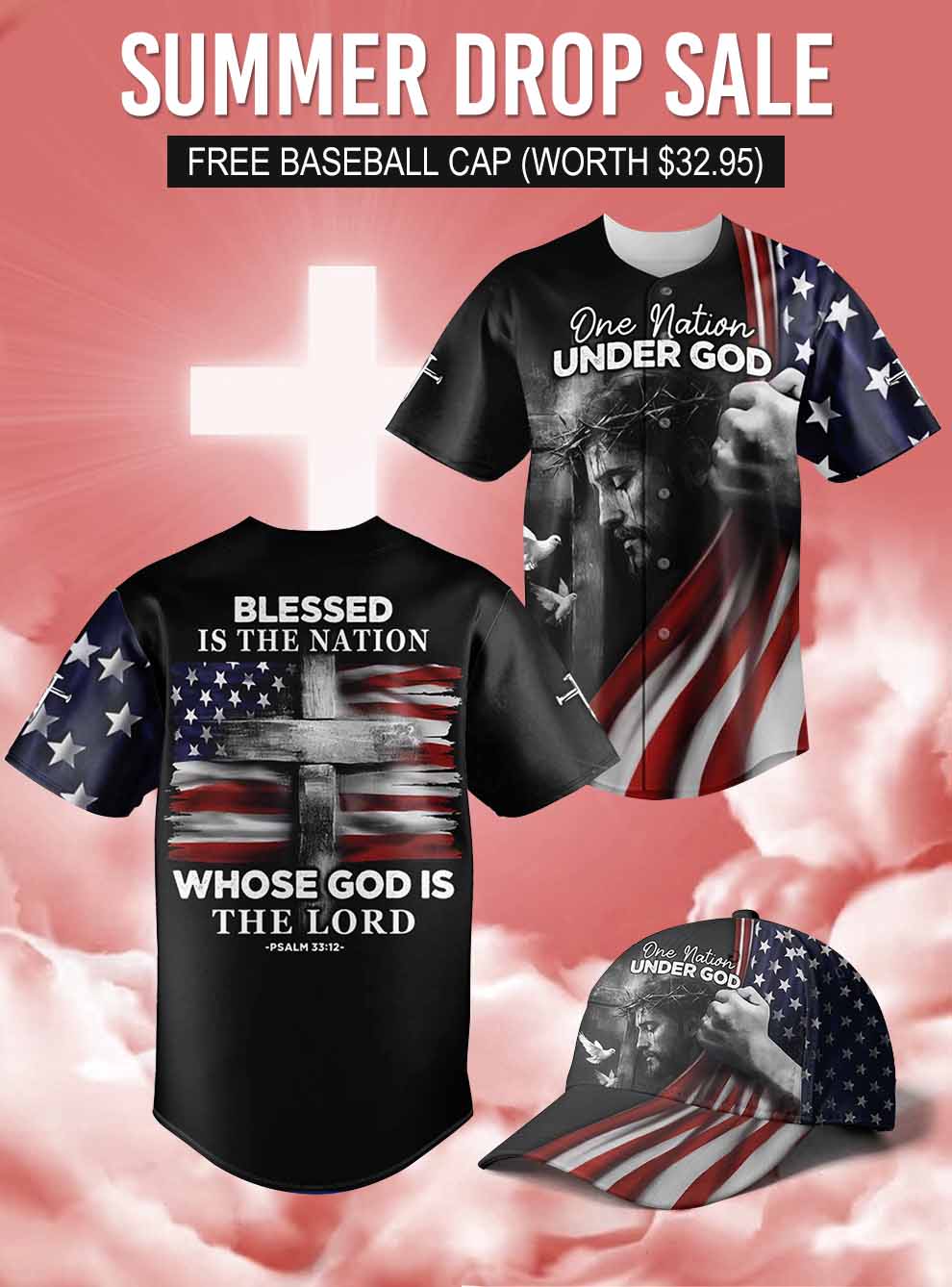 “Blessed Nation” Baseball Jersey  & Hat Bundle
