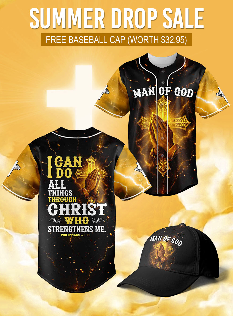 “Through Christ” Baseball Jersey  & Hat Bundle