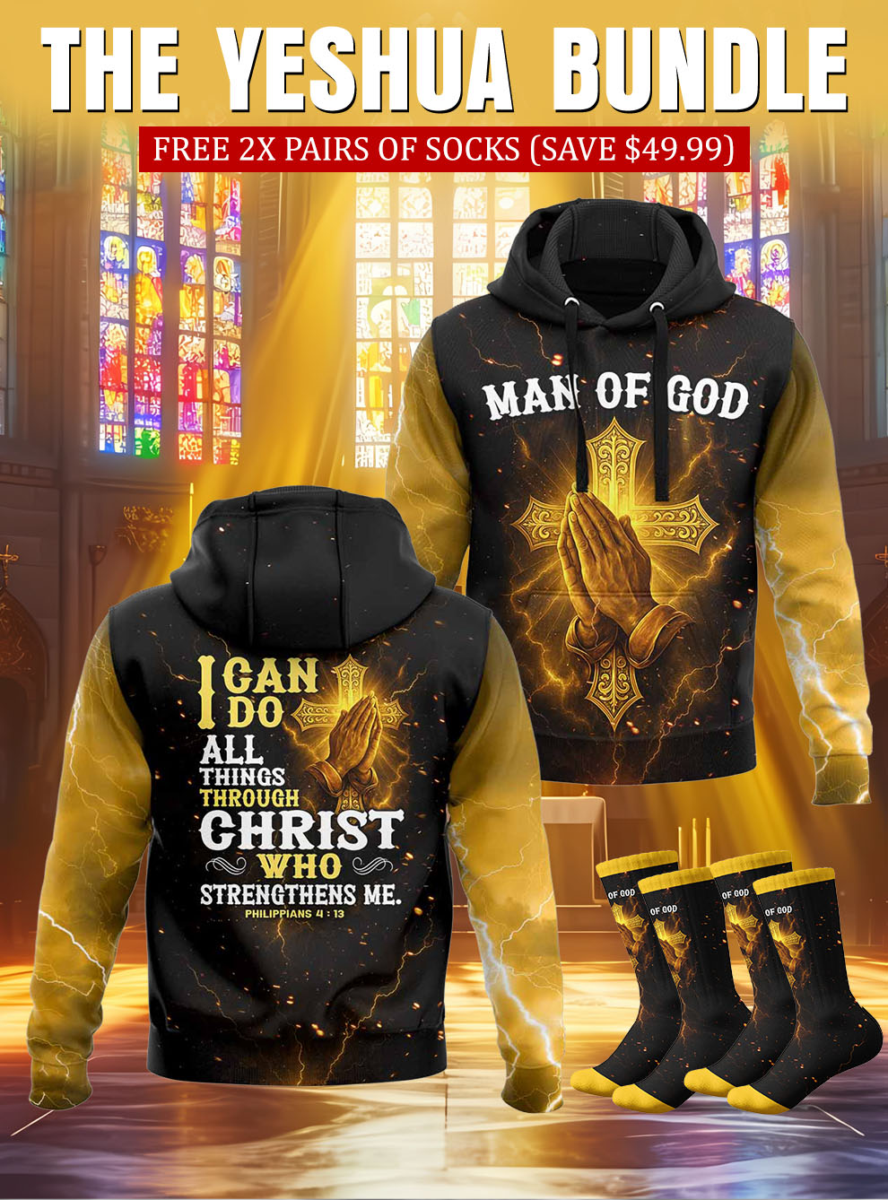 “Through Christ” Hoodie & Socks Set
