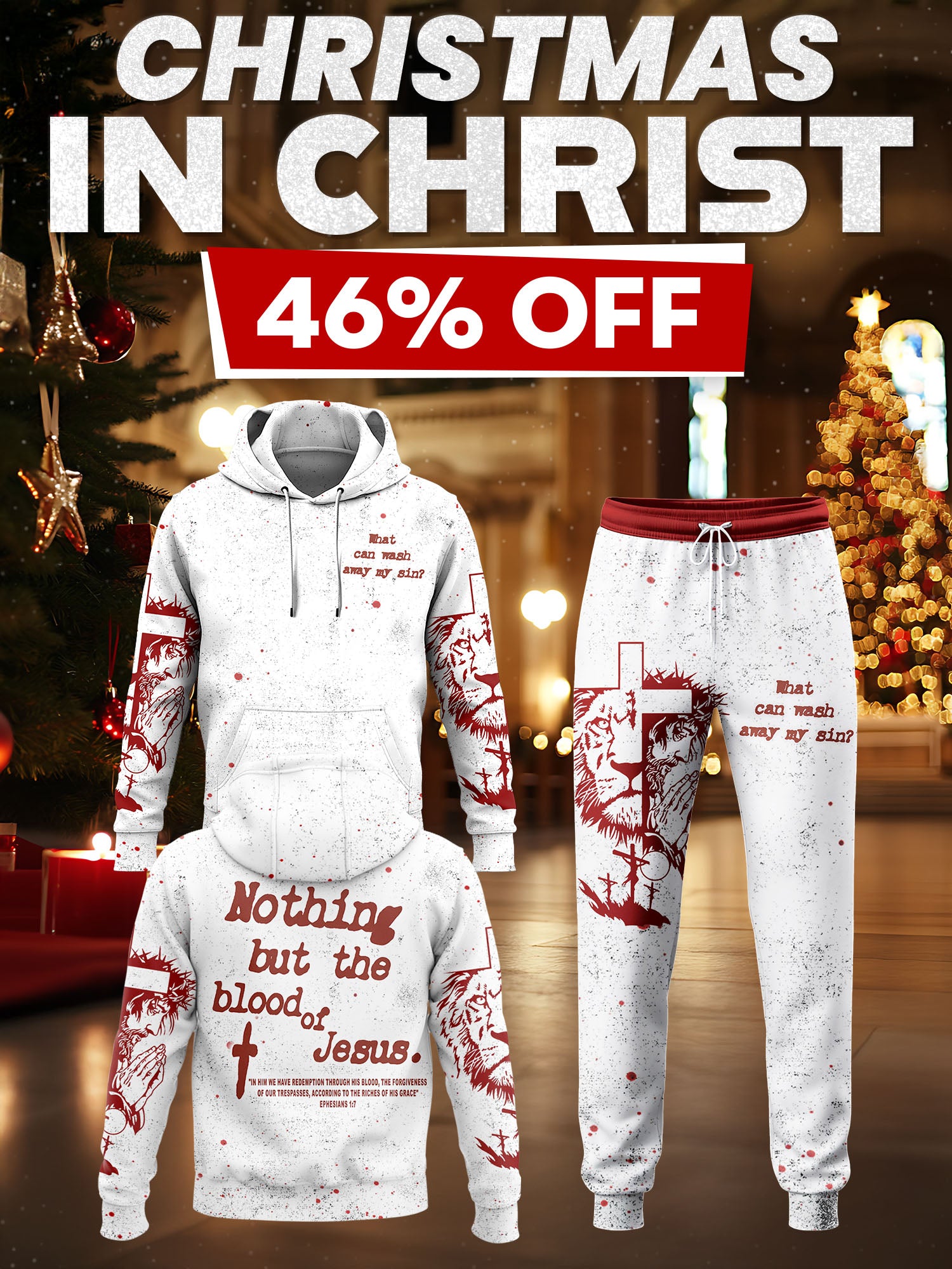Crimson Cross Hoodie & Jogger Set