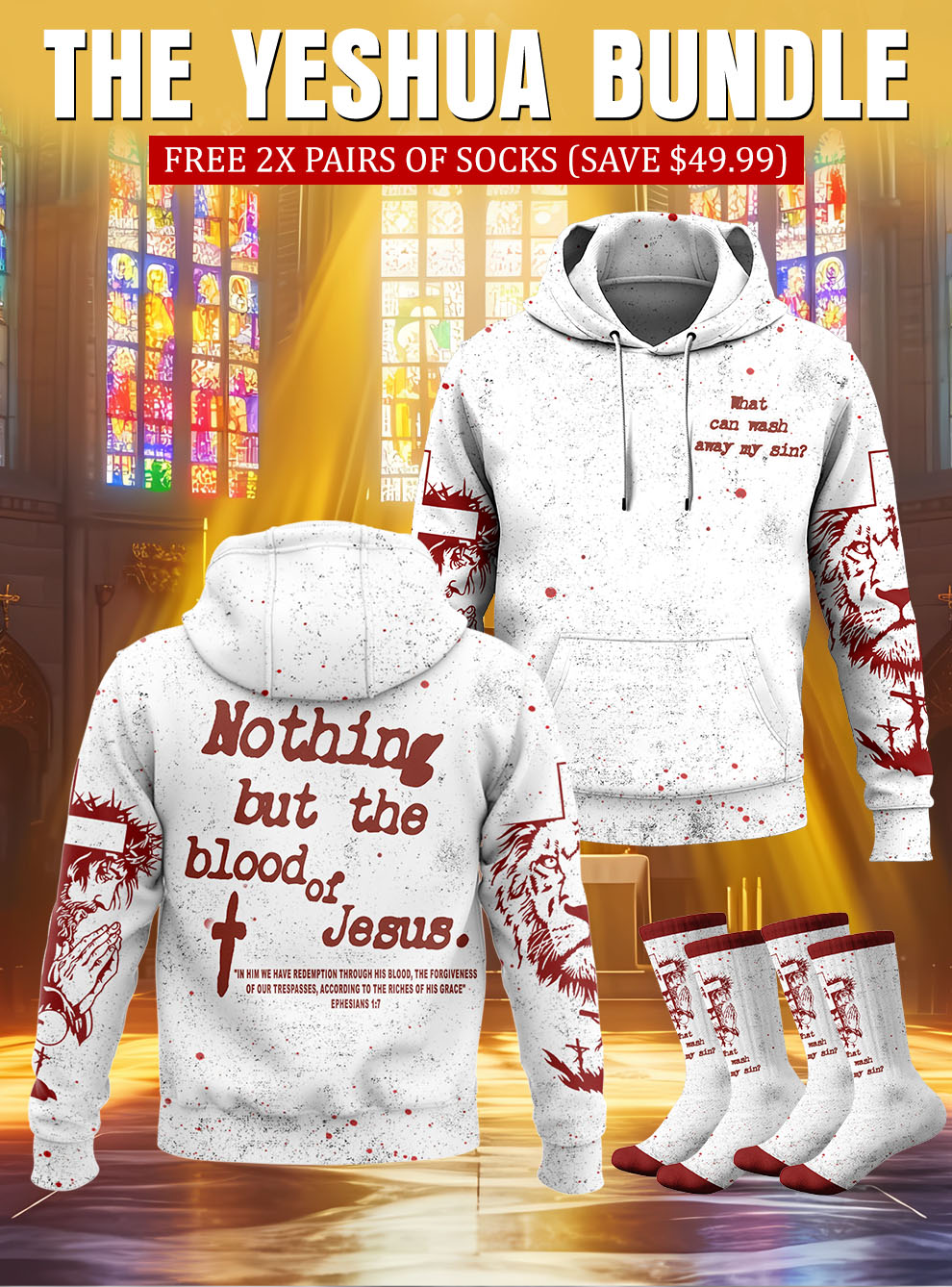 No Thing But The Blood Of Jesus Hoodie  & Socks Set