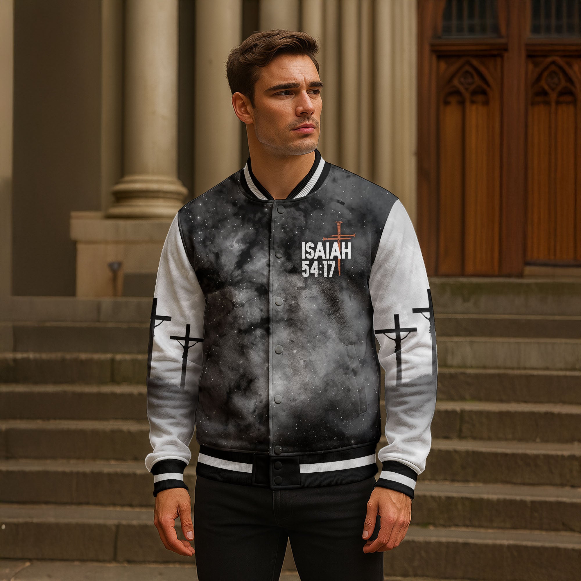 No Weapon Christian Baseball Jacket