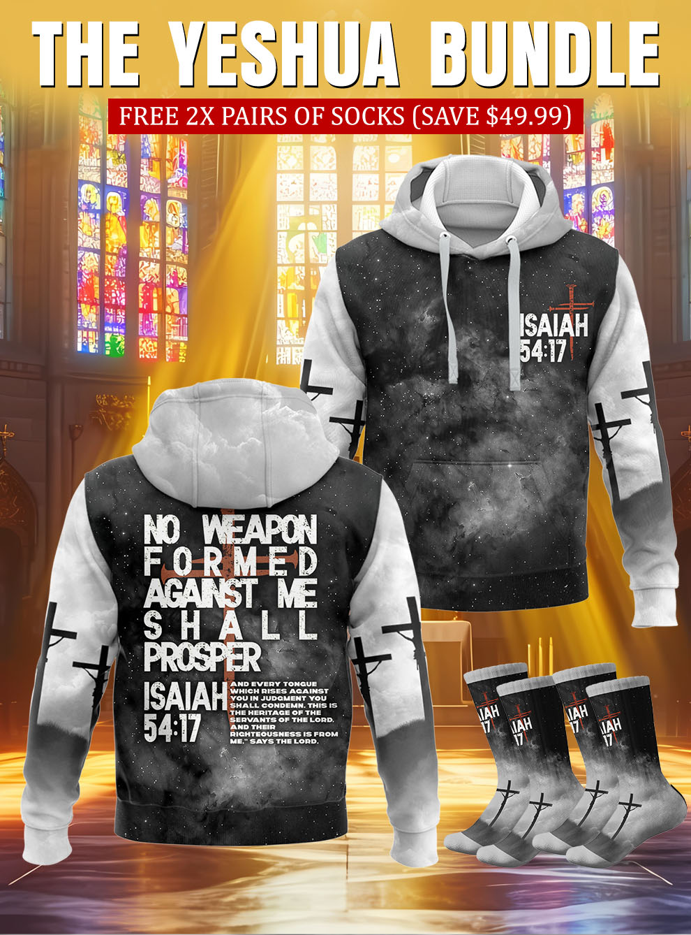 No Weapon Christian Hoodie & Socks Set