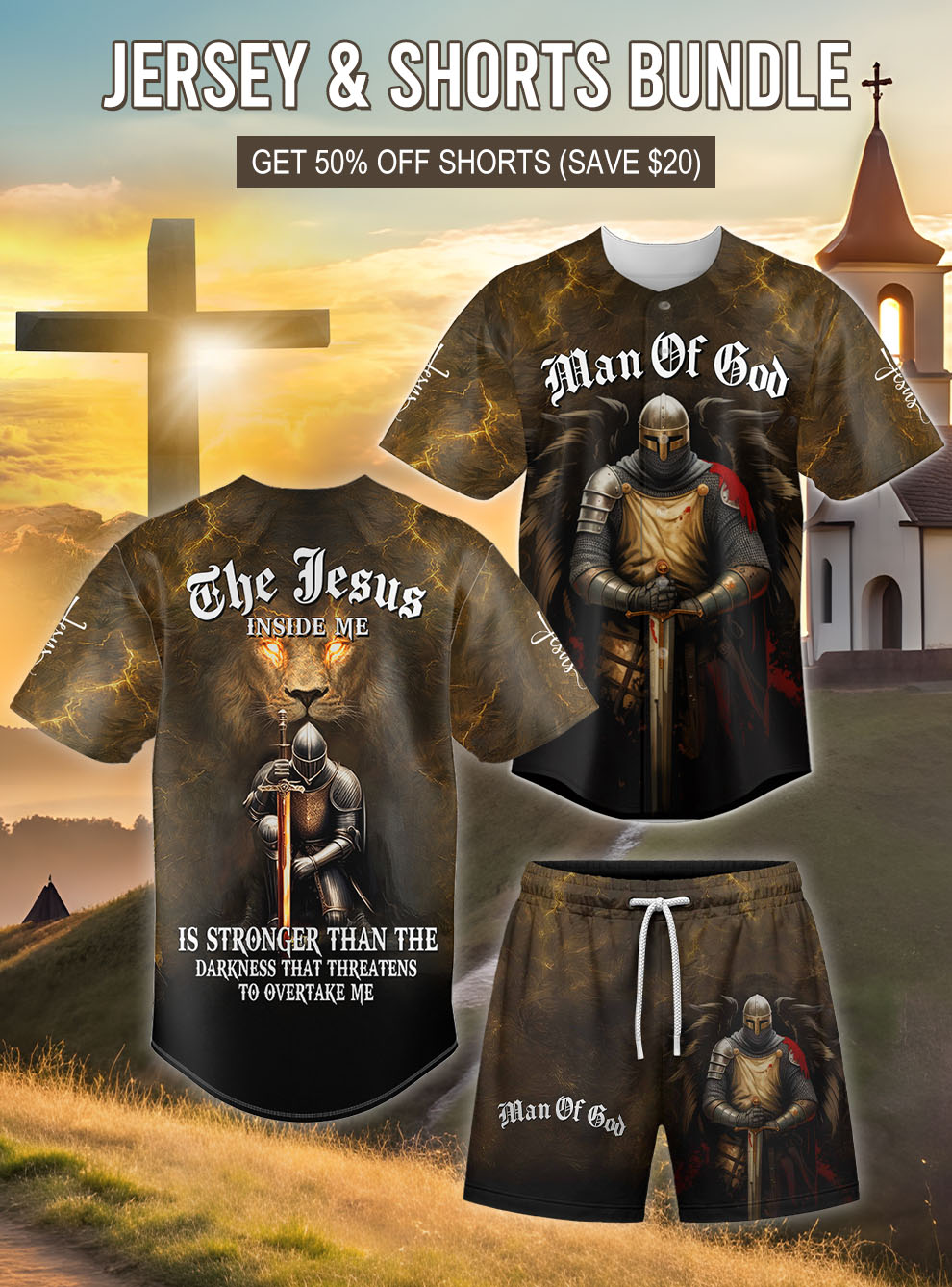 "Man Of God The Jesus Inside Me" Jersey & Shorts Bundle