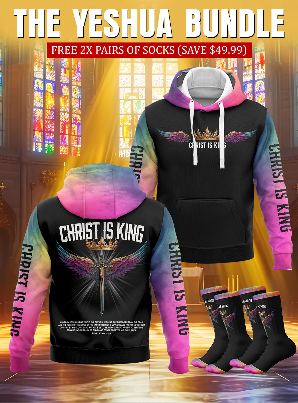 Christ Is King Christian Hoodie & Socks Set