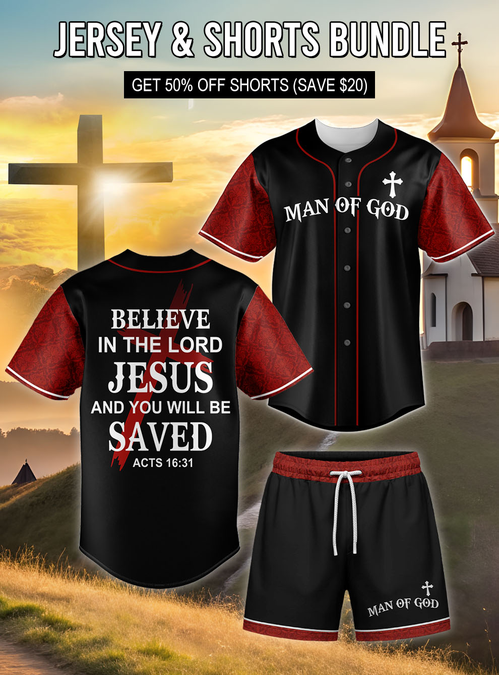 "Child Of God Believe In The Lord" Jersey & Shorts Bundle