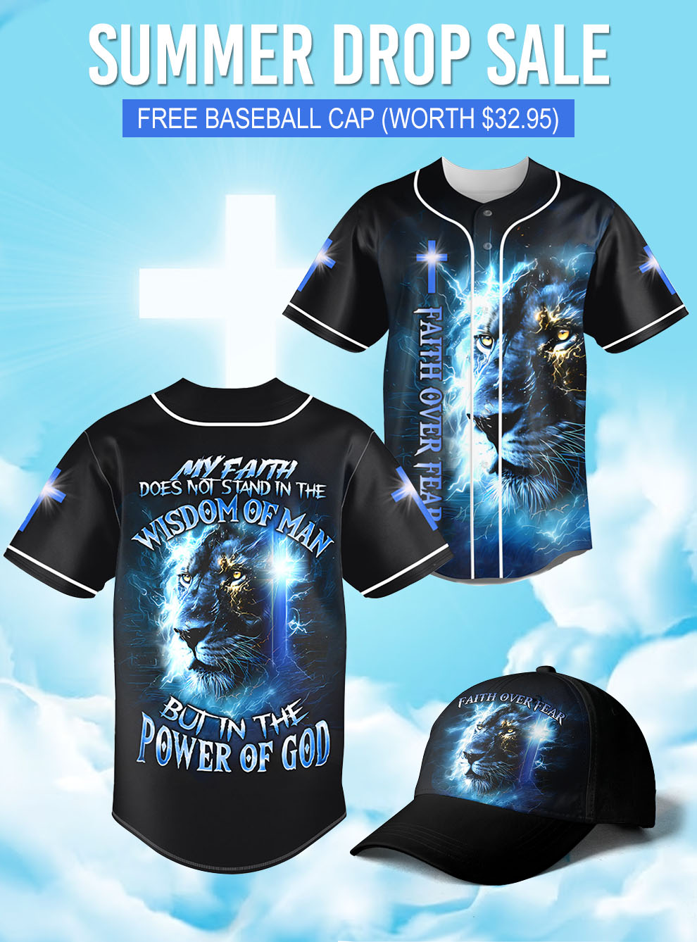 "Faith Power" Baseball Jersey & Hat Bundle