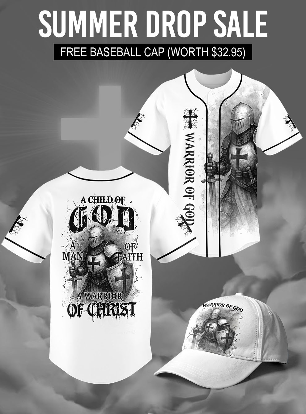 “Warrior of Christ” Baseball Jersey & Hat Bundle