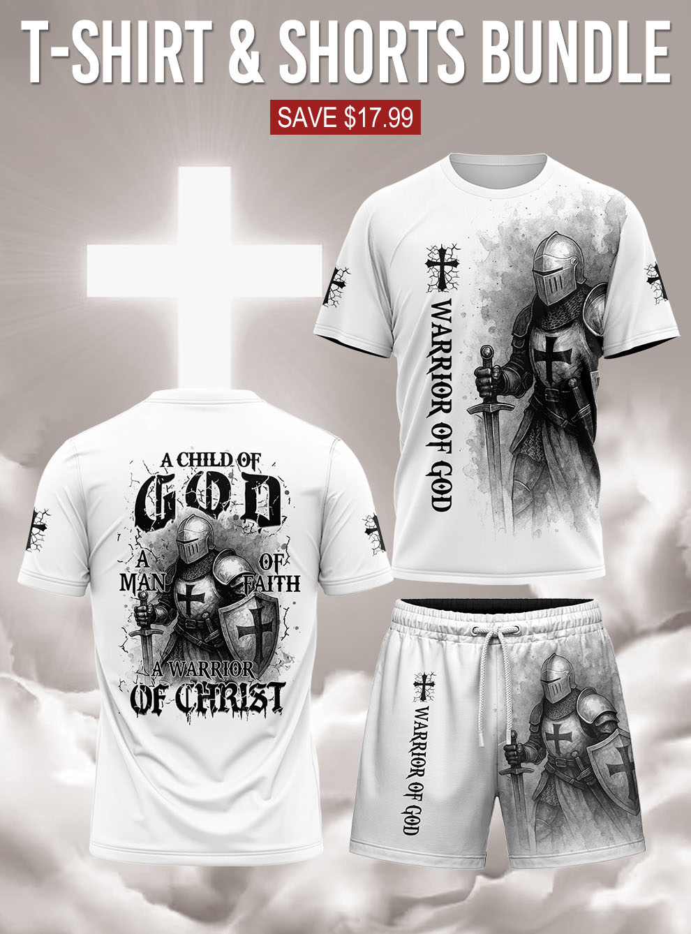 “Warrior of Christ” T-shirt & Shorts Set
