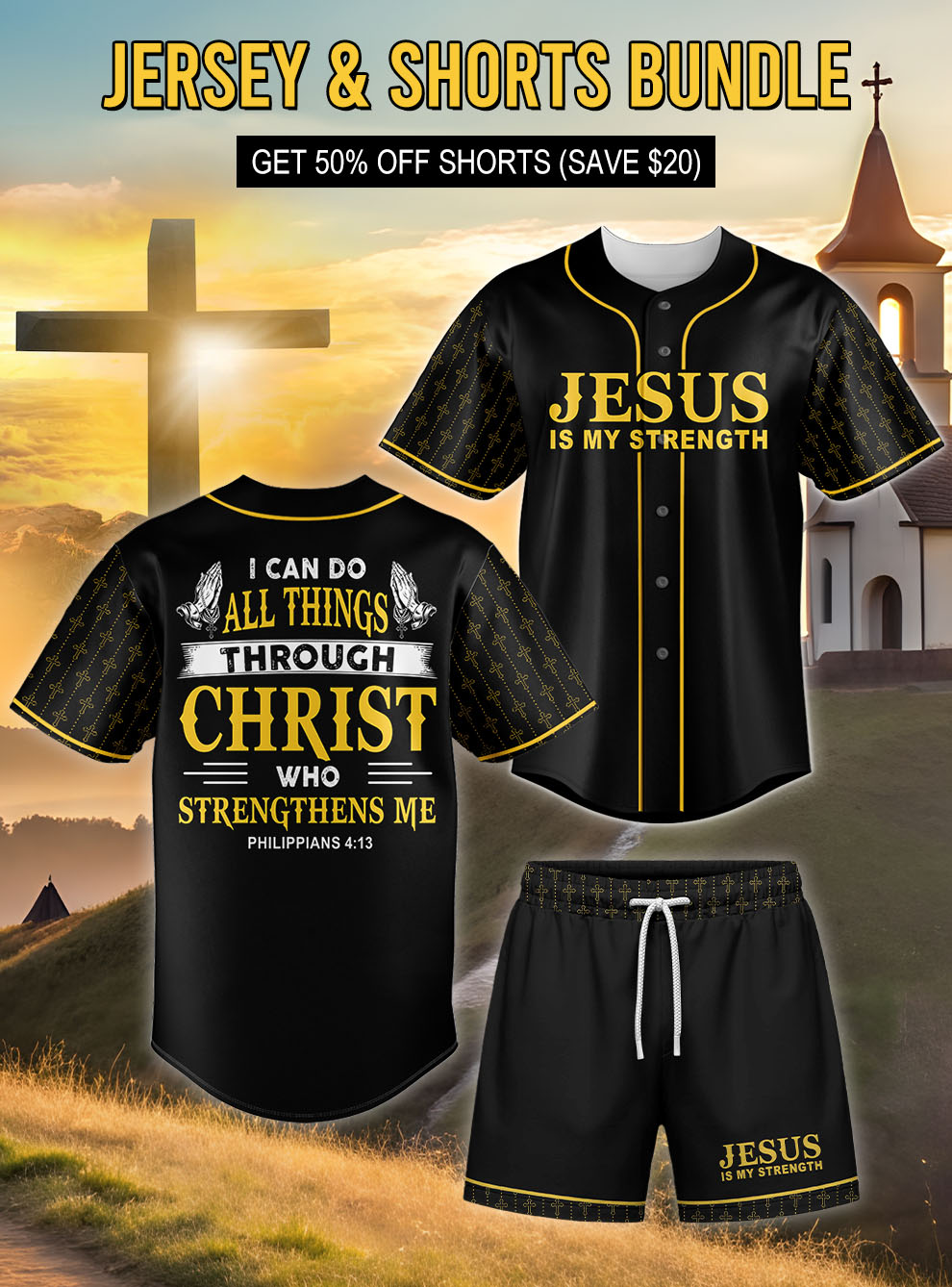 "Jesus Is My Strength" Jersey & Shorts Bundle