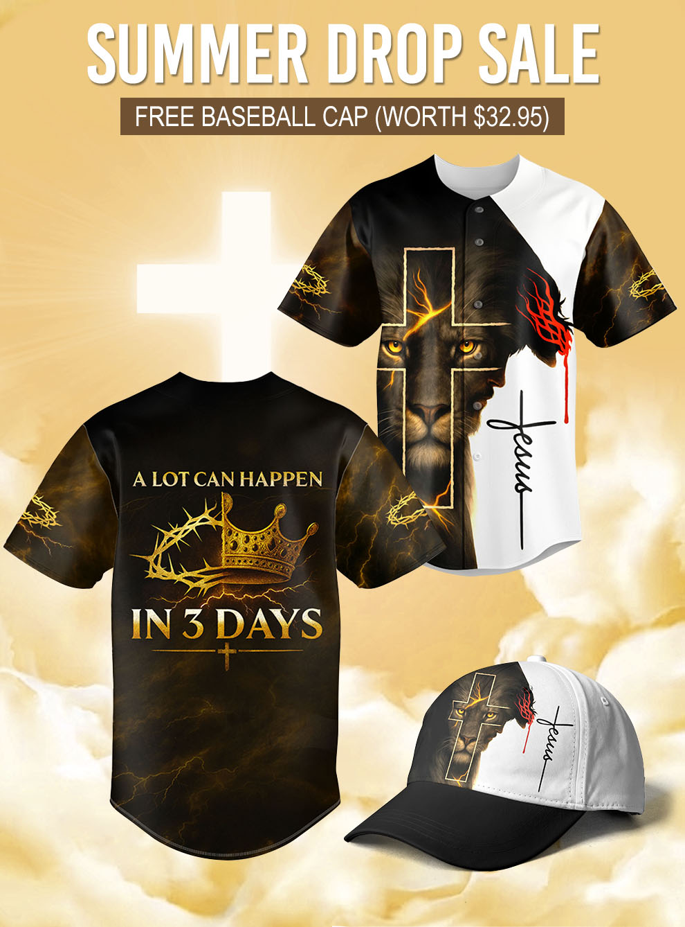 “Crown & Cross” Baseball Jersey & Hat Bundle