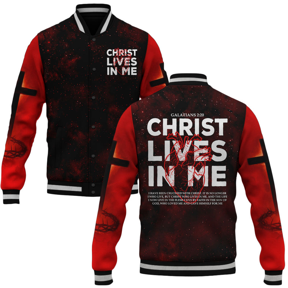 Christ Lives In Me Baseball Jacket