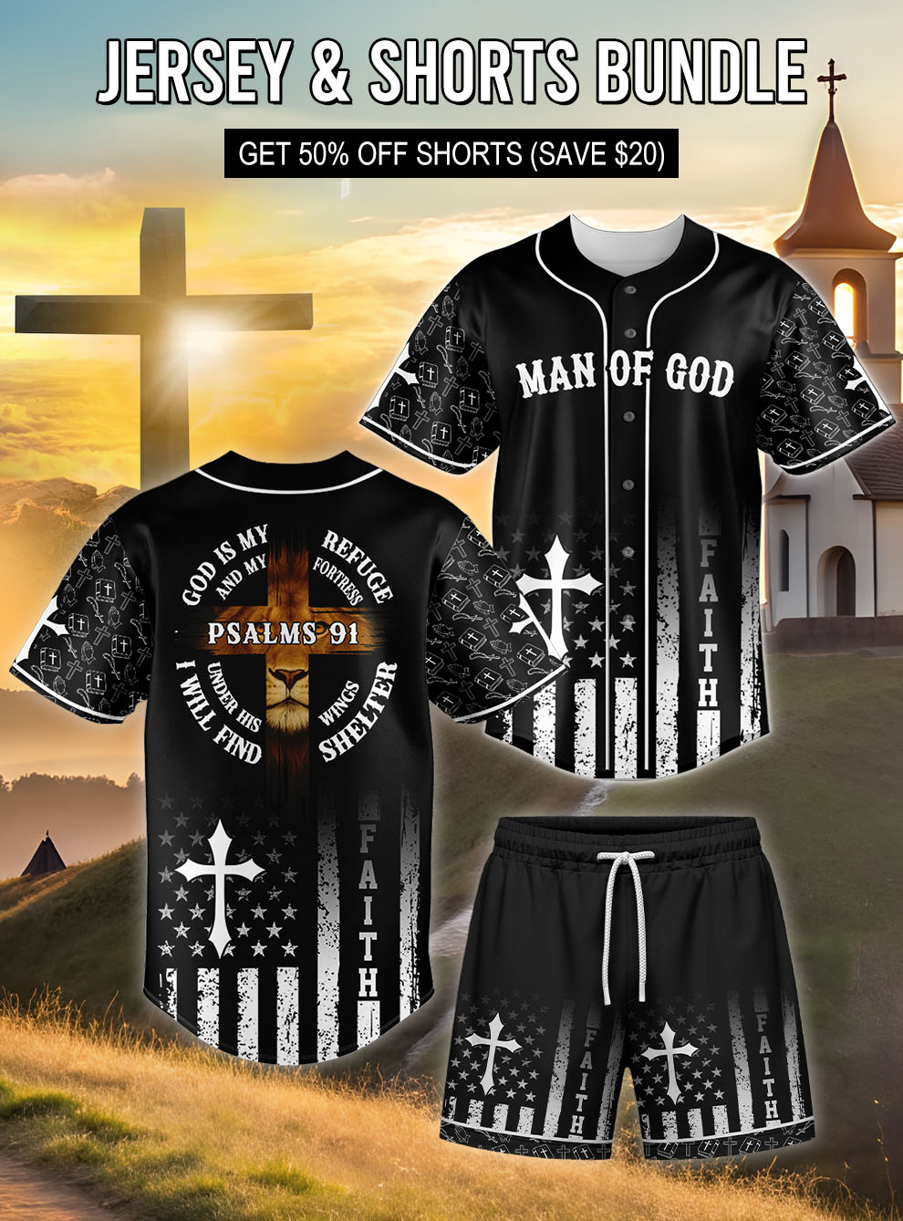 "God Is My Refuge" Jersey & Shorts Bundle