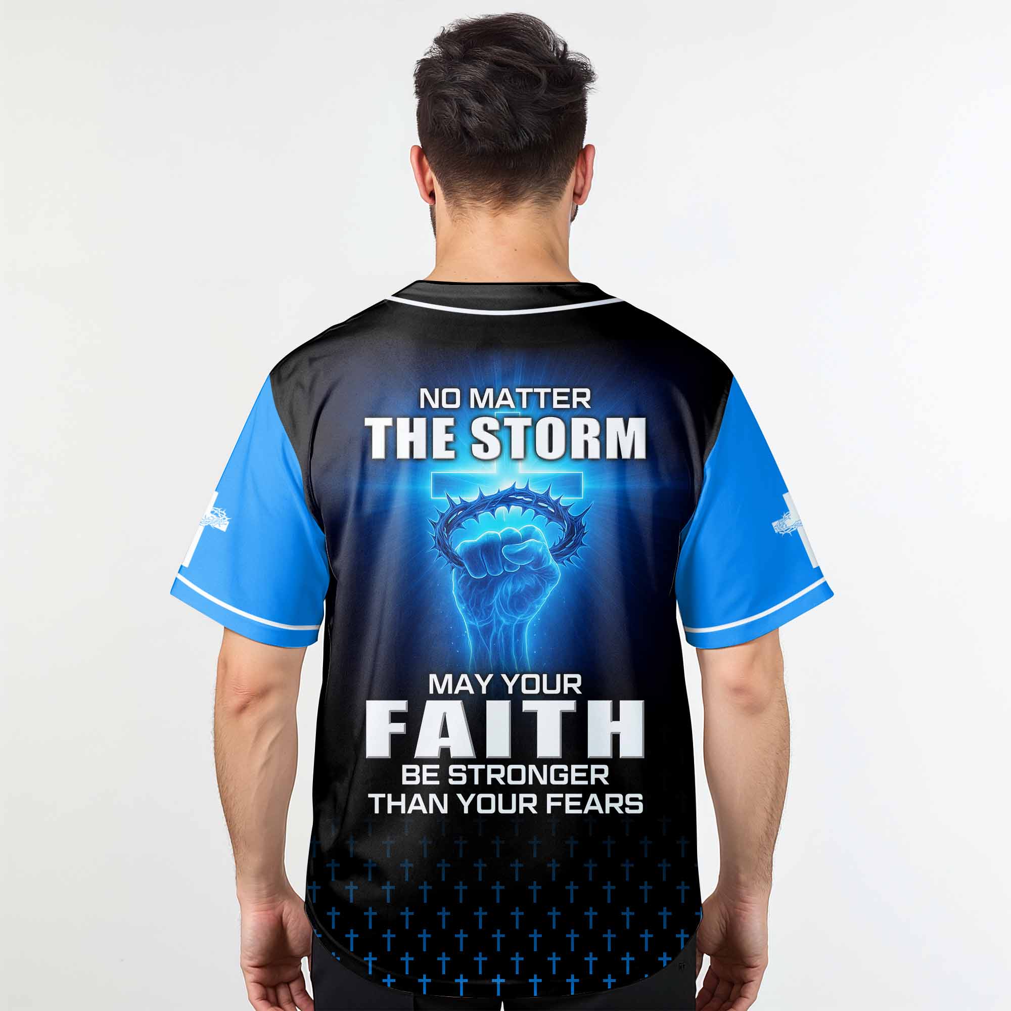 No Matter The Storm Baseball Jersey Personalized