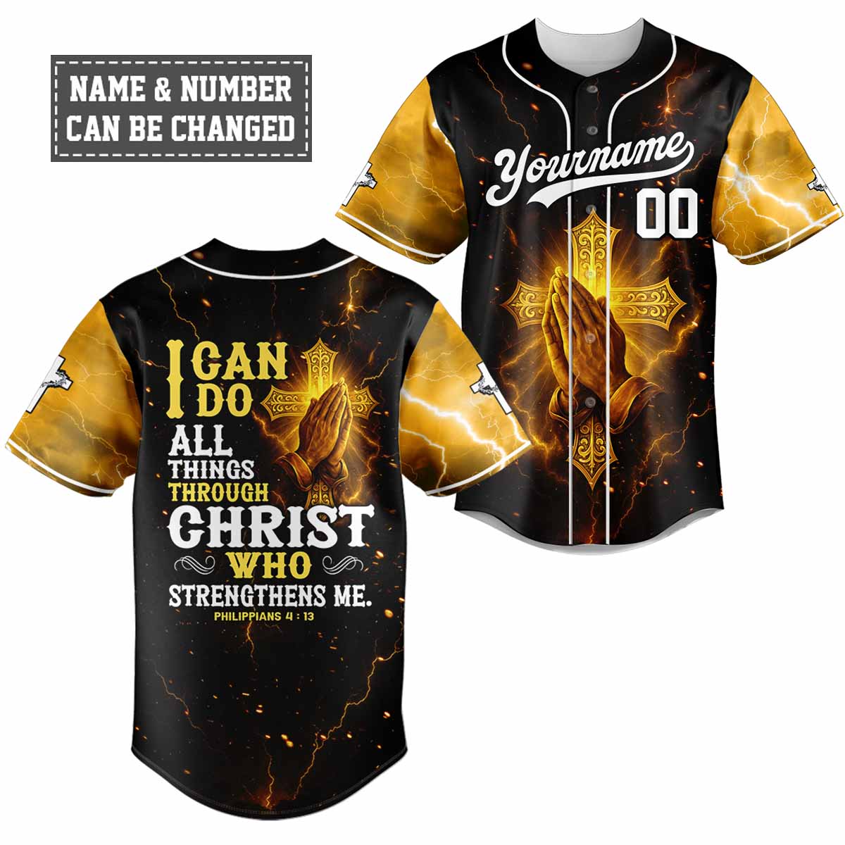 PHILIPPIANS 4:13 Baseball Jersey Personalized