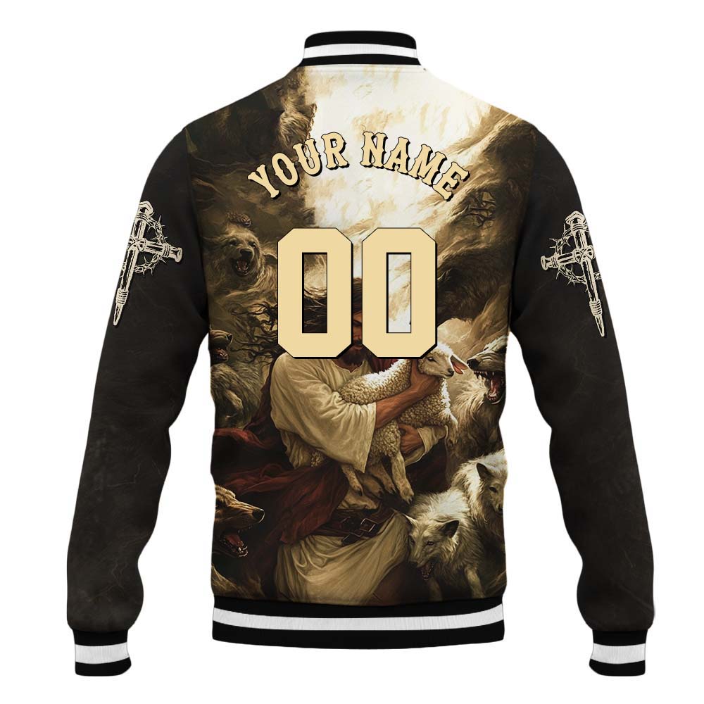 Jesus Protect the Lamp Baseball Jacket
