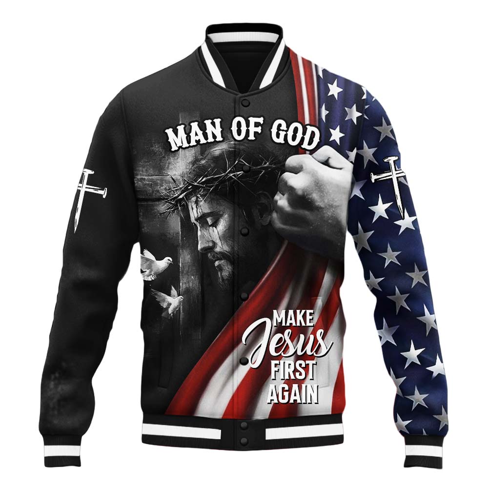 Make Jesus First Again Baseball Jacket
