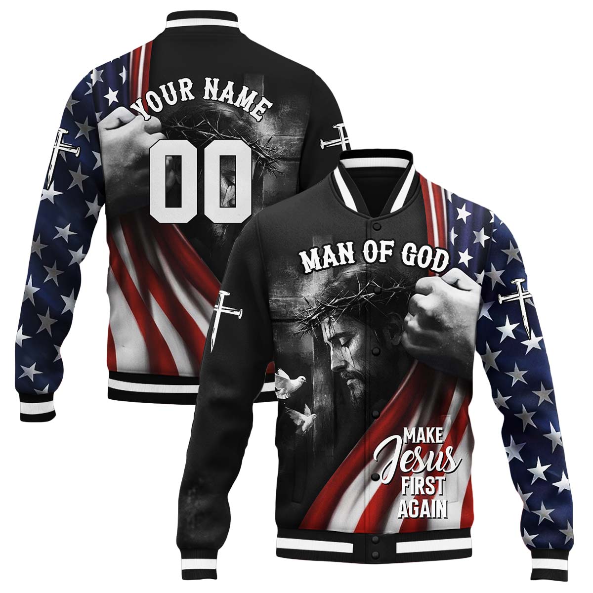 Make Jesus First Again Baseball Jacket