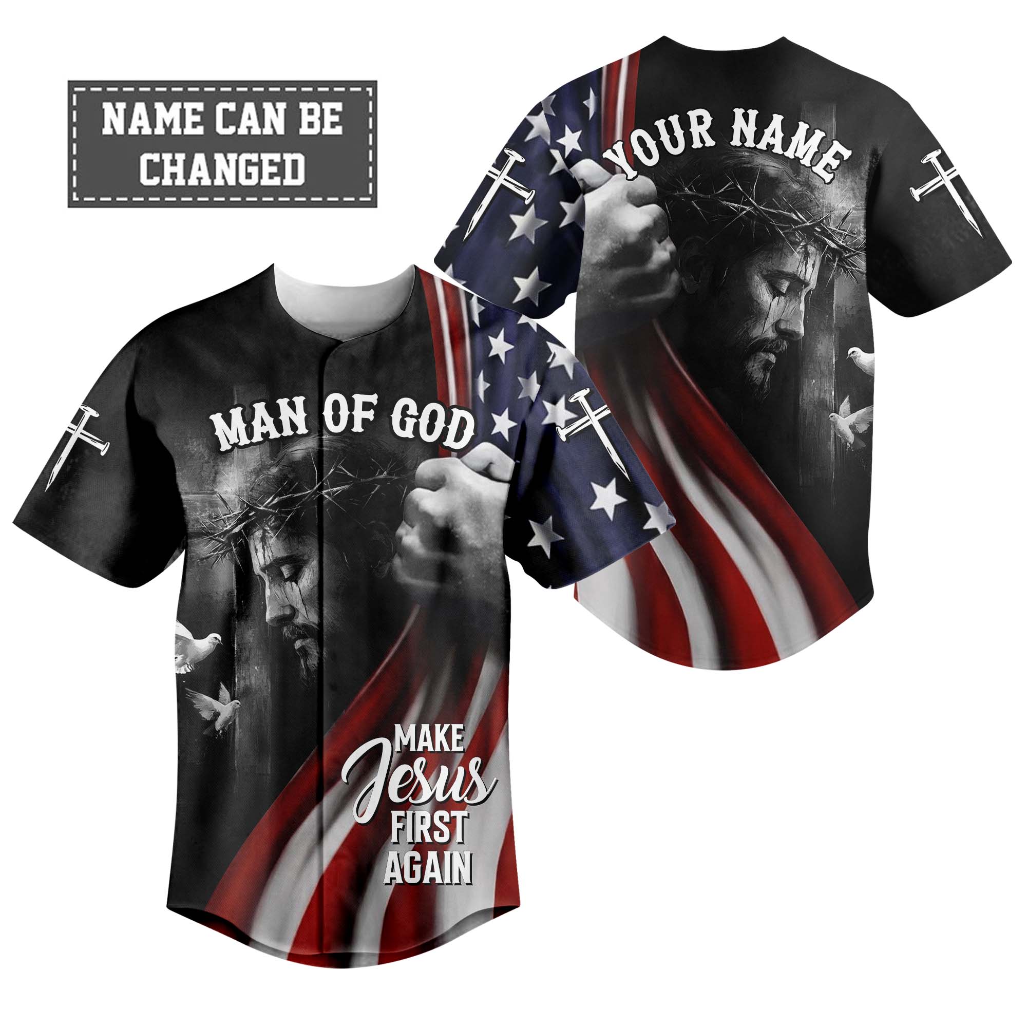Make Jesus First Again Custom Name Baseball Jersey