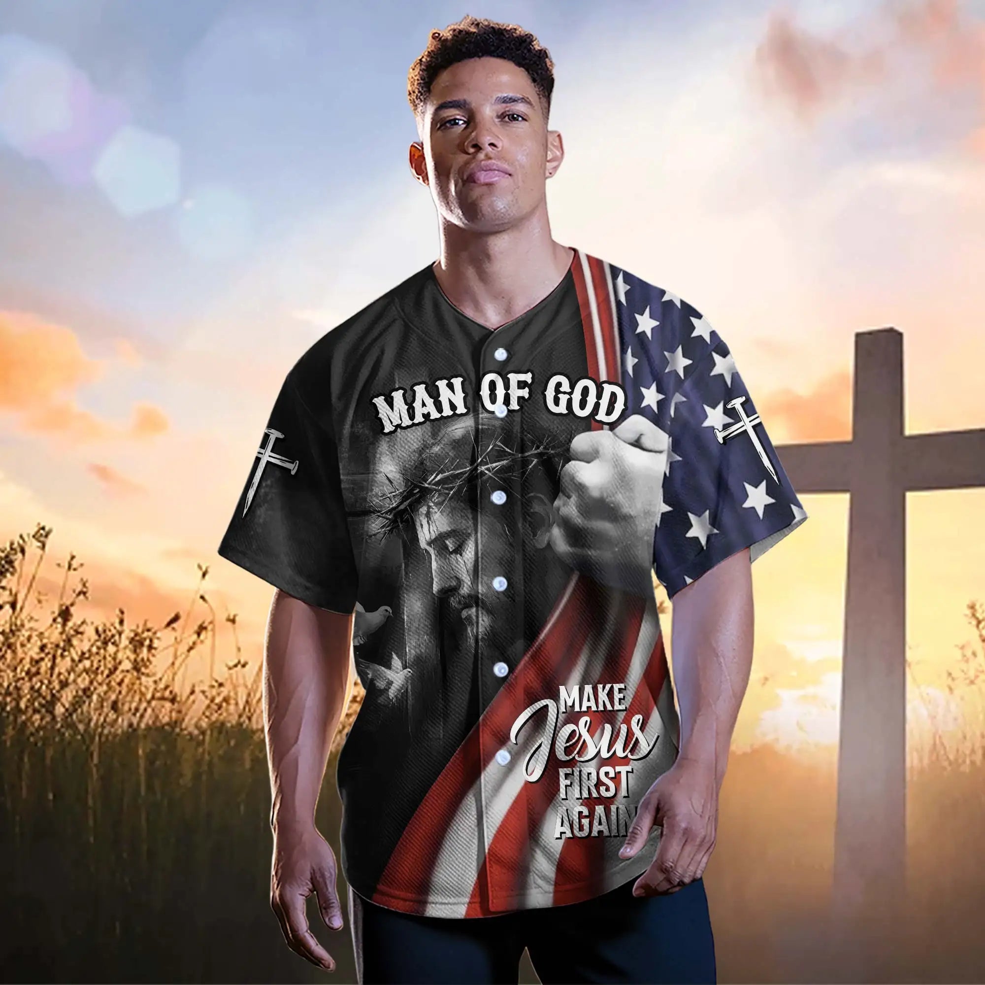 Make Jesus First Again Baseball Jersey 2