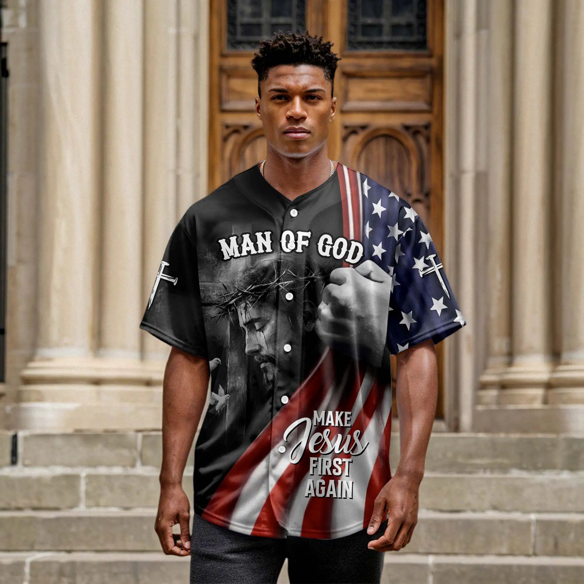 Make Jesus First Again Baseball Jersey 2