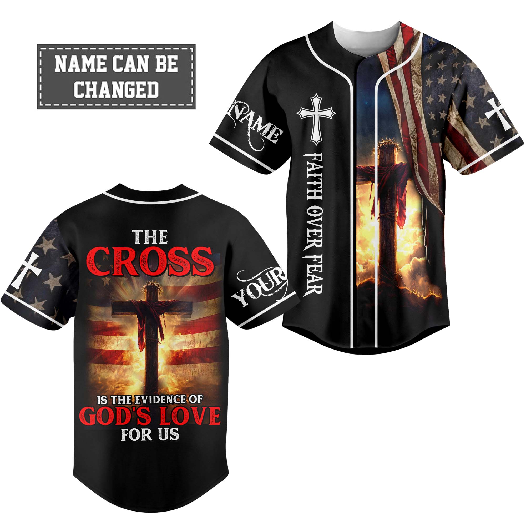 The Cross Is The Evidence Of God's Love For Us Custom Name Baseball Jersey