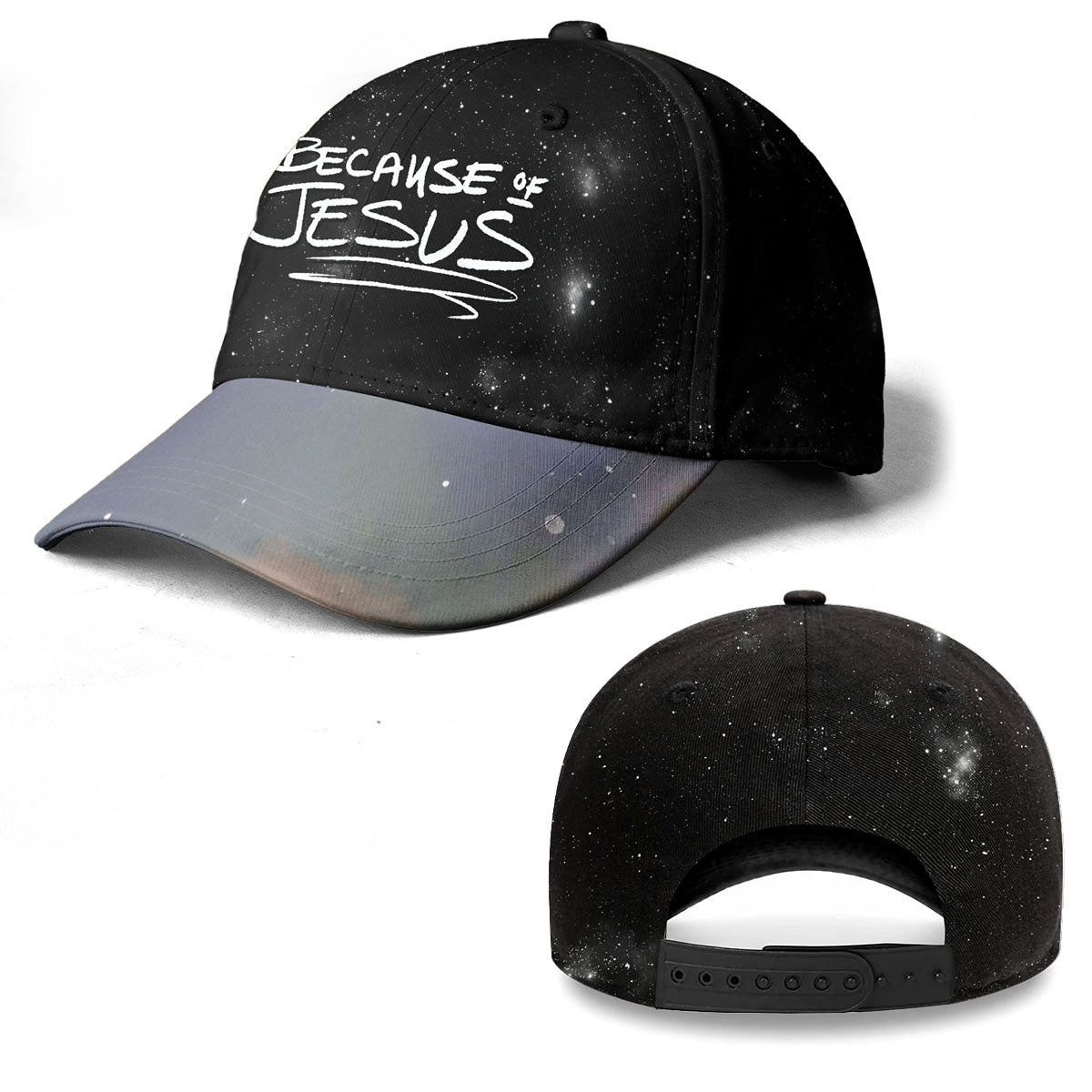Because Of Jesus Baseball Cap