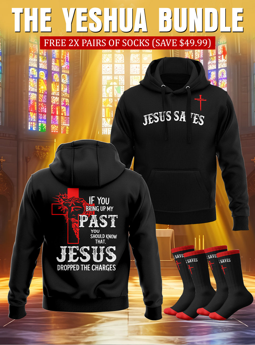 "Redemption" Black Hoodie & Socks Set