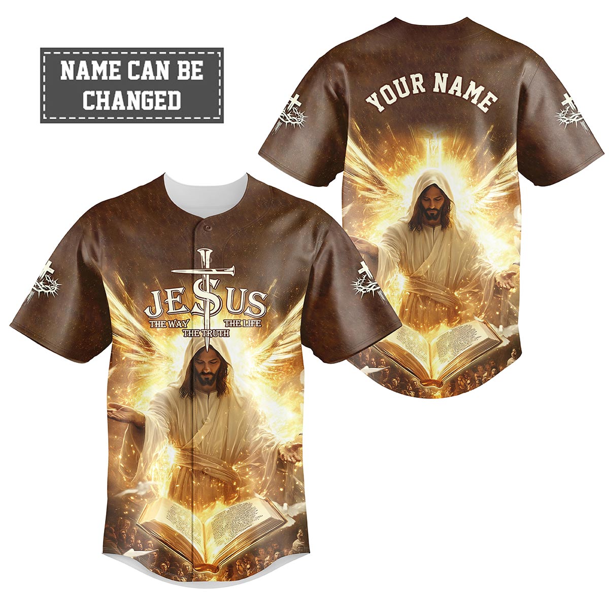 Jesus The Way, The Truth, The Life Custom Name Baseball Jersey