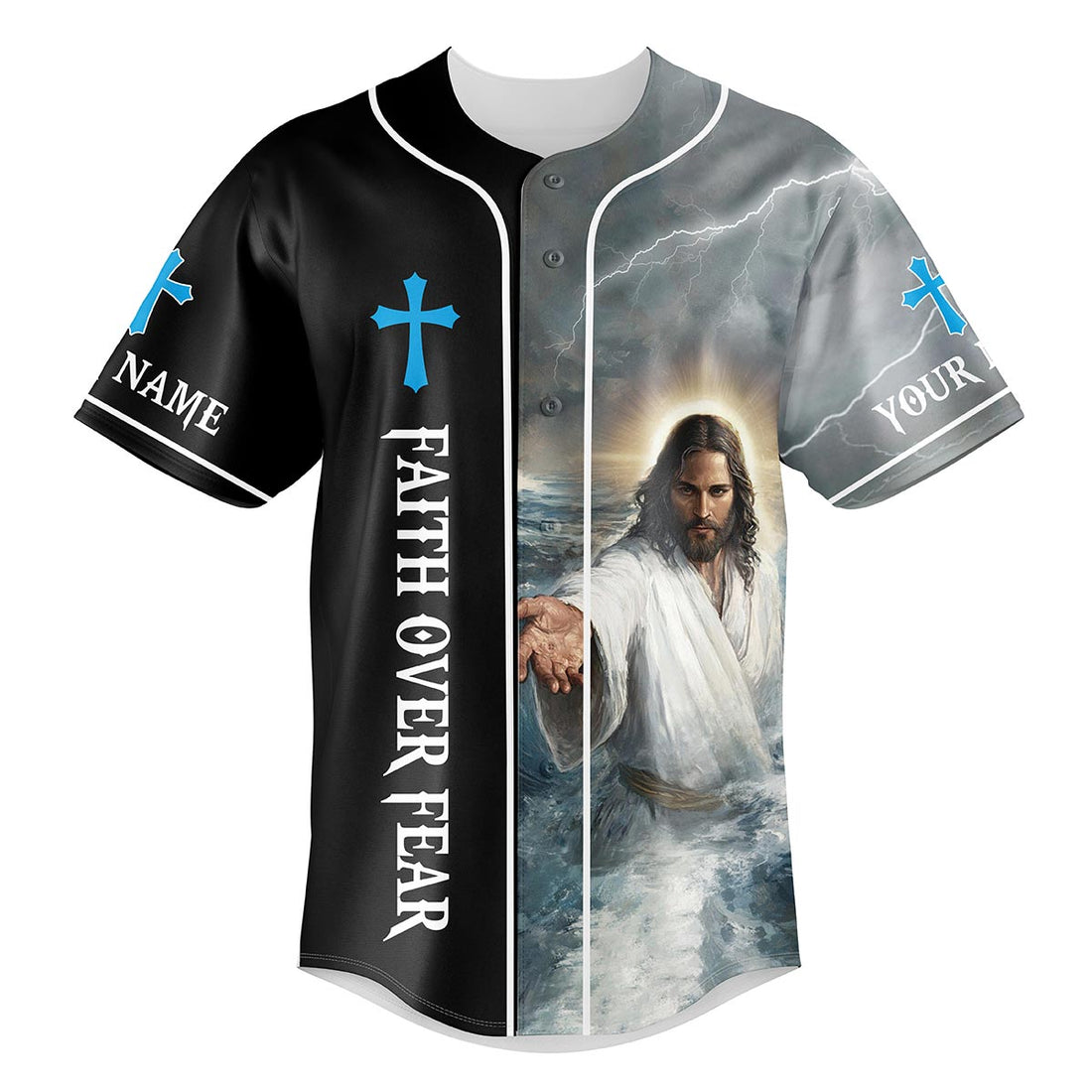 When Life Knocks Me Down Jesus Picks Me Up Custom Name Baseball Jersey
