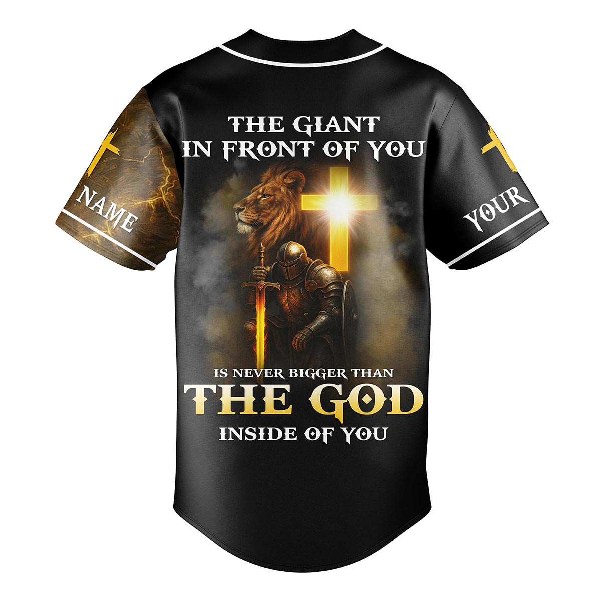 The Giant In Front Of You Is Never Bigger Than The God Inside Of You Custom Name Baseball Jersey
