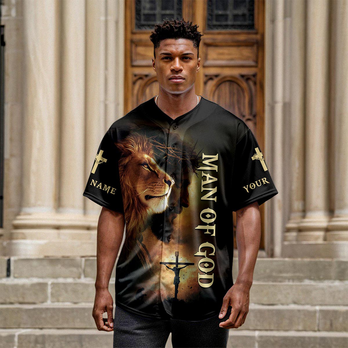 No Matter The Storm Lion Custom Name Baseball Jersey