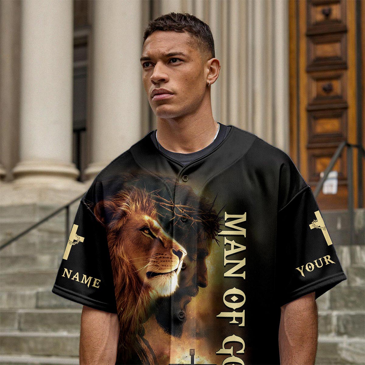 No Matter The Storm Lion Custom Name Baseball Jersey