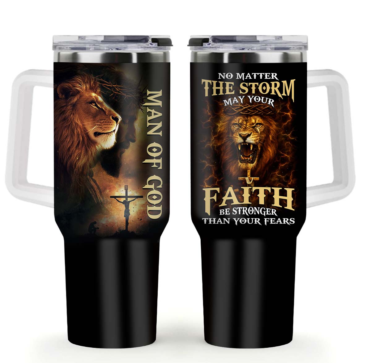 No Matter The Storm Lion Tumbler