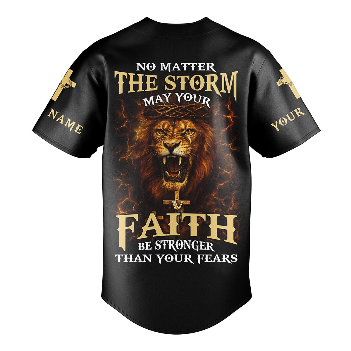 No Matter The Storm Lion Custom Name Baseball Jersey