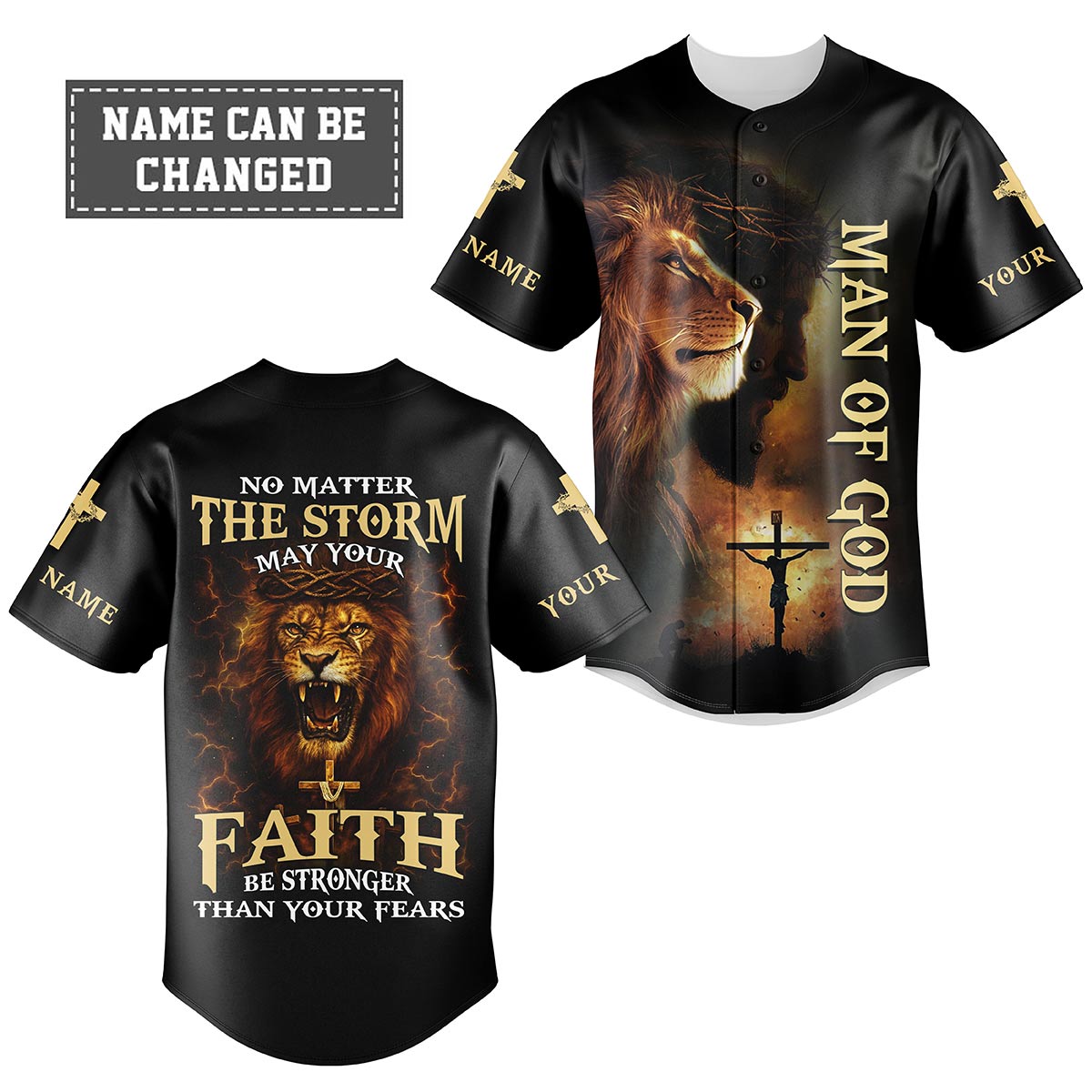No Matter The Storm Lion Custom Name Baseball Jersey