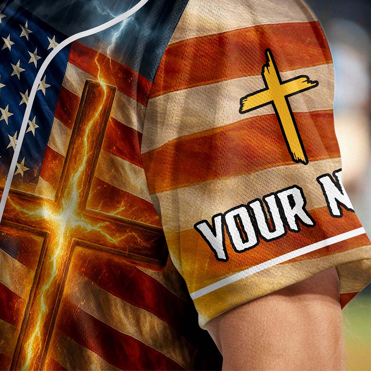 Stand For The Flag Kneel For The Cross Custom Name Baseball Jersey