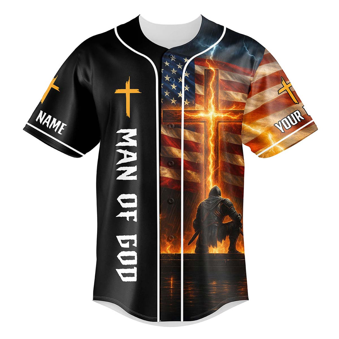 Stand For The Flag Kneel For The Cross Custom Name Baseball Jersey