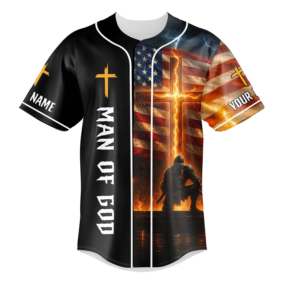 Stand For The Flag Kneel For The Cross Custom Name Baseball Jersey