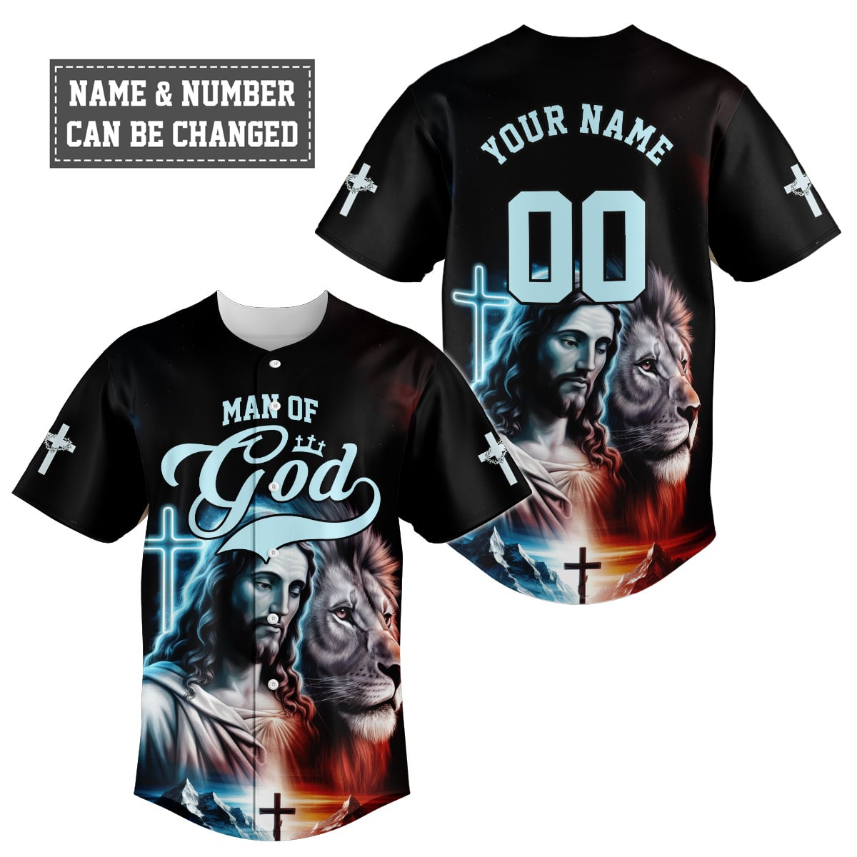 Man of god Jesus and Lion Baseball Jersey