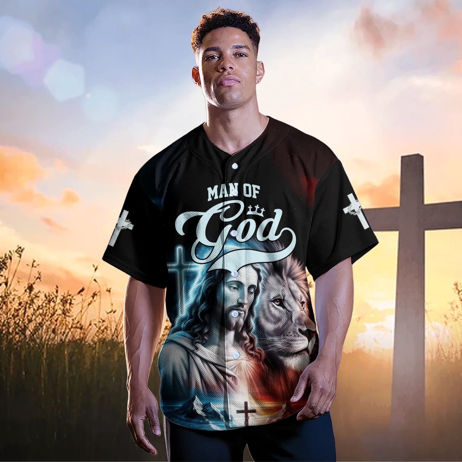 Man of god Jesus and Lion Baseball Jersey